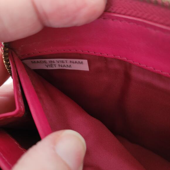 Coach Accordion Zip Around Wallet Pink Red Large Saffiano Leather - Picture 6 of 8